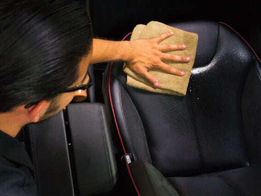 Black Leather Seats Being Cleaned