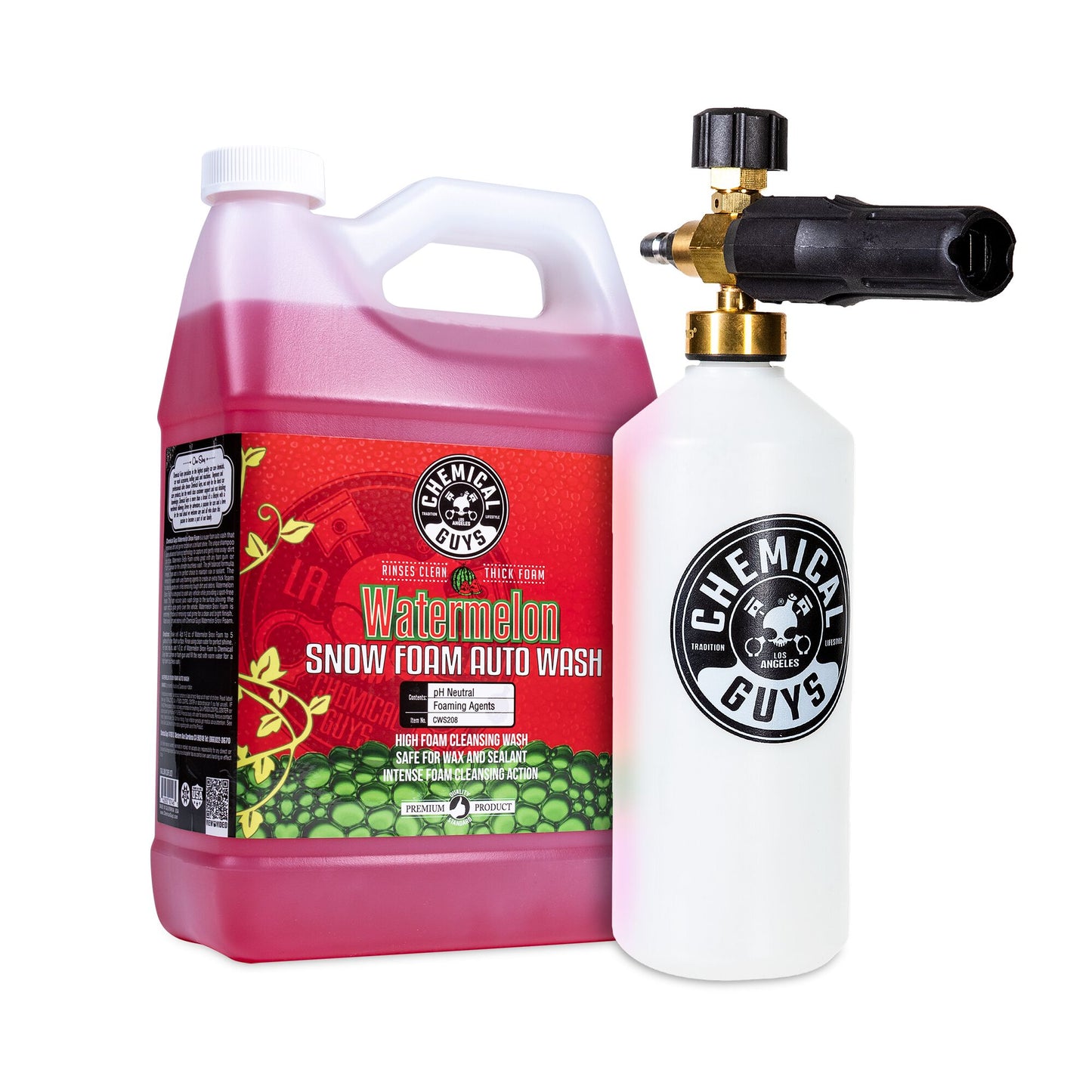 Power Spray Snow Foam Cannon w/1 Gal Watermelon Shampoo Kit