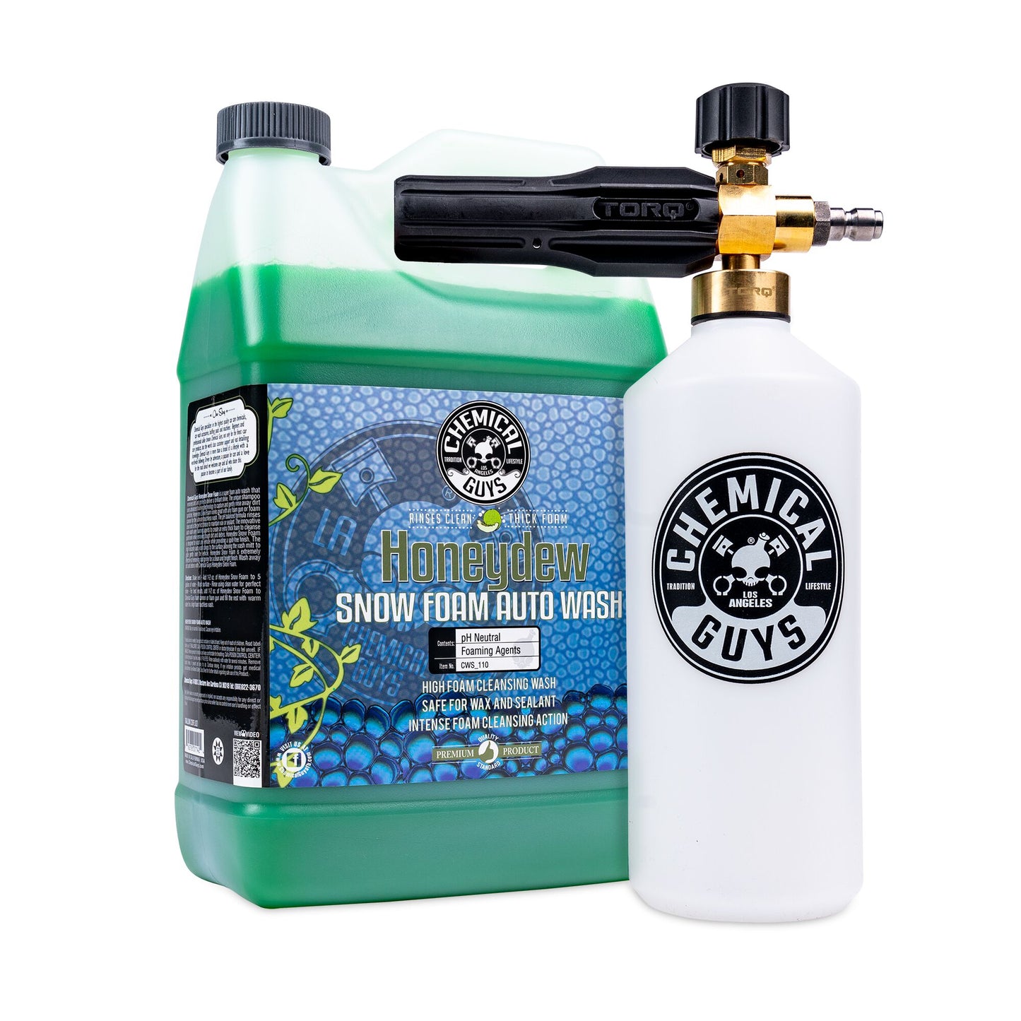 Power Spray Snow Foam Cannon w/Gallon Honeydew Shampoo Bundle
