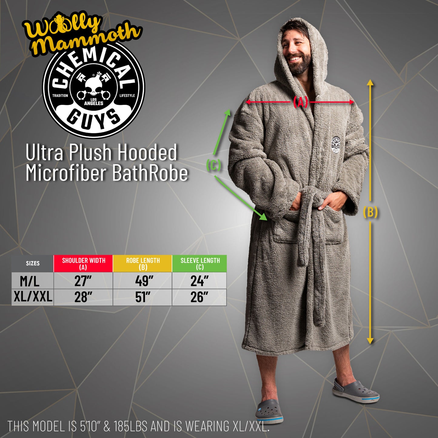 Woolly Mammoth Ultra Plush Hooded Microfiber Bath Robe