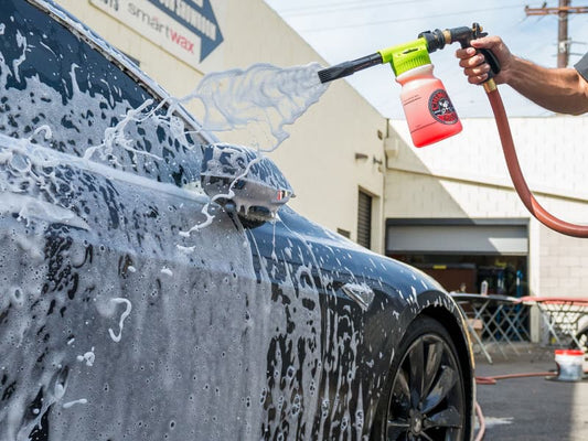 Washing Side of Car with a Foam Cannon
