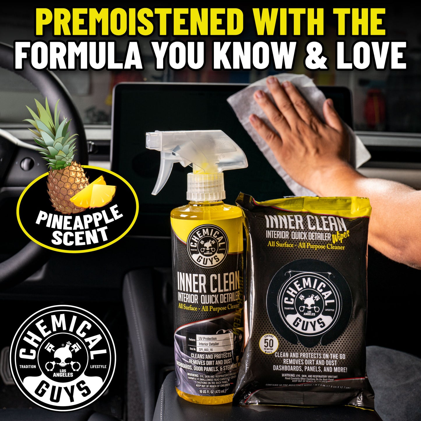 Inner Clean Interior Quick Detailer & Protectant Car Wipes