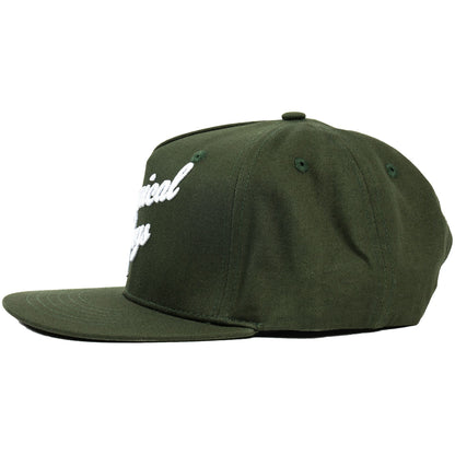 Snap-It-Back Olive Green Script Hat