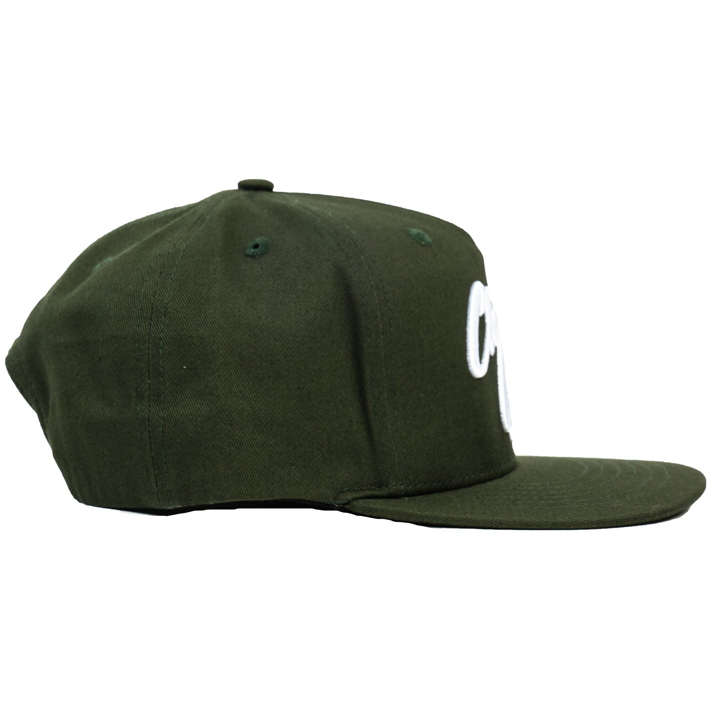 Snap-It-Back Olive Green Script Hat