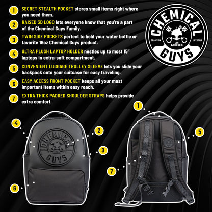 Legacy Stealth Multipurpose Backpack for Travel, Work, School, & Detailing with Laptop Sleeve