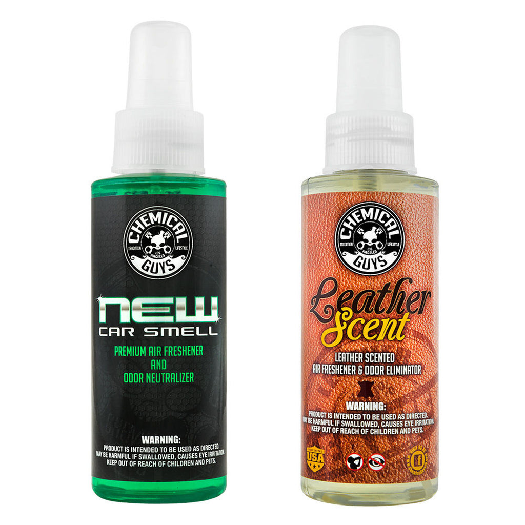 Chemical Guys AIR_300 New Car Scent and Leather Scent Combo Pack (16 oz) 2 Items