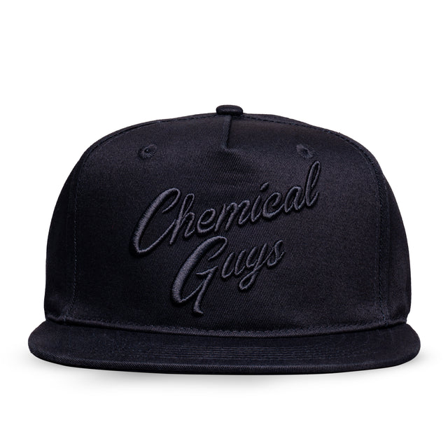Snap-It-Back Black Script Hat - front view