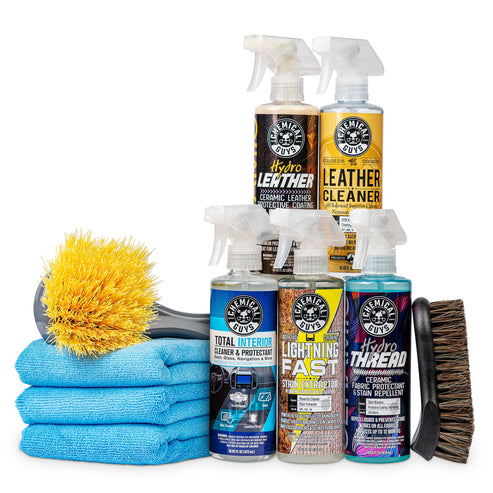 Complete Interior & Leather Care Kit | Remove Grime, Buildup | Car Detailing | Polish, Protect, Repair | Vehicle Cleaning Kit | Chemical Guys